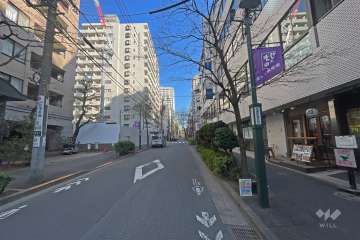 敷地の南側前面道路（西側から）