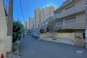 敷地の北側前面道路（西側から）