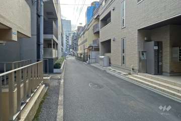 敷地東側の前面道路（北側から）