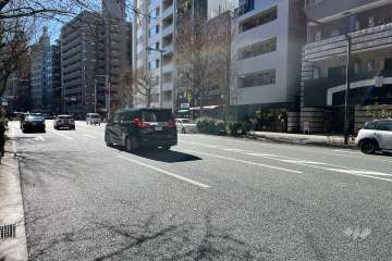敷地の東側前面道路（北側から）