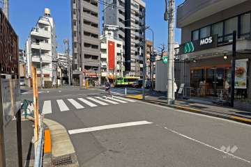 敷地の北西側前面道路（南西側から）