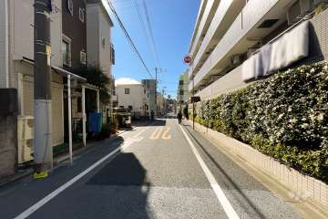 敷地の東側前面道路（北側から）