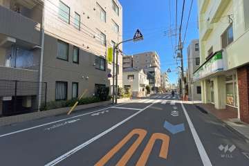敷地の南側前面道路（西側から）