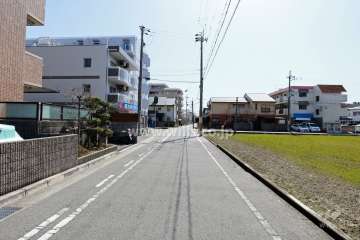 敷地西側の前面道路(北側から)