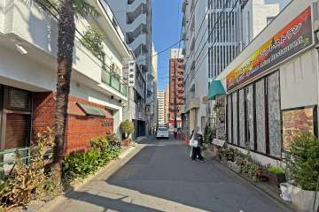 敷地の北側前面道路（西側から）