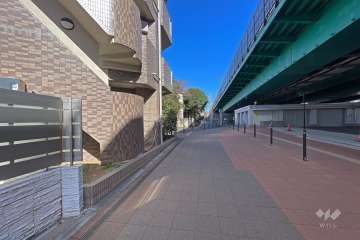敷地の南側前面道路（西側から）