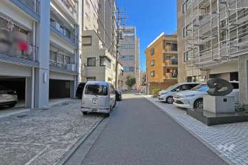 敷地の南側前面道路（西側から）