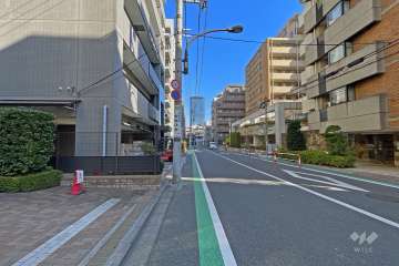 敷地の南側前面道路（西側から）