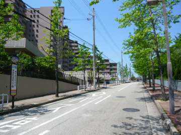 周辺の街並み（バス停が目の前にあります）