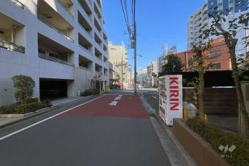 敷地の南側前面道路（西側から）