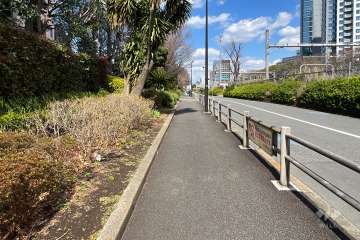 敷地の南東側前面道路（南西側から）