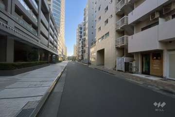 敷地の北側前面道路（西側から）