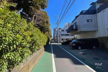 敷地北西側の前面道路（南西側から）