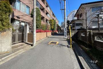 敷地の南側前面道路（西側から）