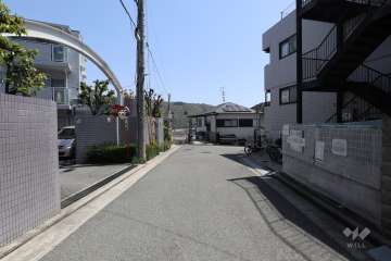 南西側の前面道路(北西側から)