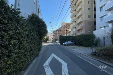 敷地の北側前面道路（西側から）