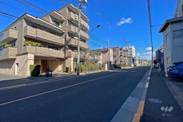 敷地南側の前面道路（西側から）