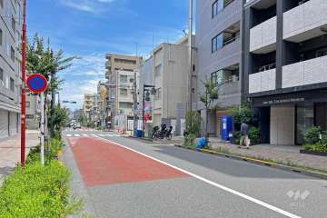 敷地の北側前面道路は南中央通りです（西側から）。