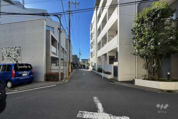敷地東側の前面道路（北側から）