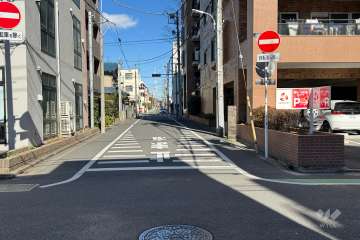 敷地の西側前面道路（南側から）