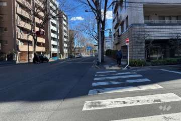 敷地の北側前面道路（西側から）