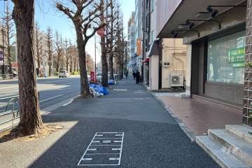 敷地の北東側前面道路（北西側から）