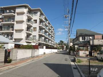 敷地南側の前面道路（西側から）