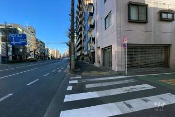 敷地の北側前面道路（西側から）