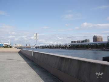 敷地の南側はきれいな遊歩道になっています。