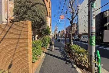 敷地南側の前面道路（西側から）