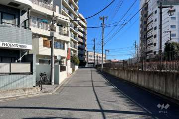 敷地の南側前面道路（西側から）