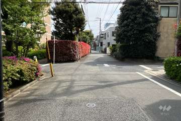 敷地西側の前面道路（北側から）