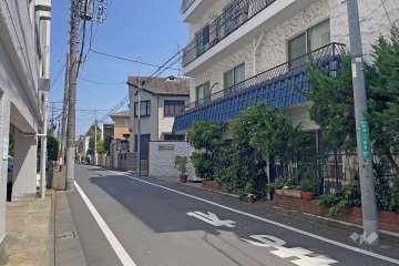 敷地西側の前面道路（南側から）