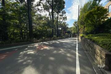 敷地南東側の前面道路（北東側から）