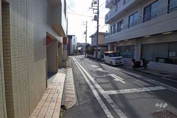 敷地西側の前面道路(北側から)