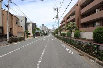敷地南西側の前面道路（南東側から）