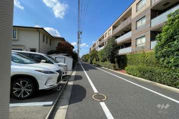 敷地の南西側前面道路（南東側から）