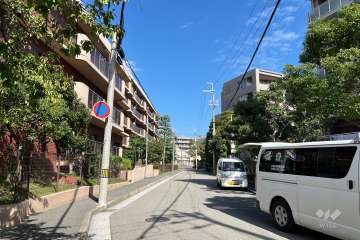 敷地東側の前面道路（南側から）