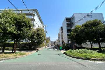 敷地南側の前面道路（西側から）