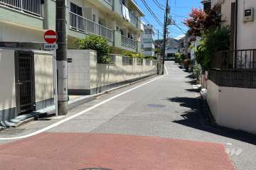 敷地の南西側前面道路(北西側から)