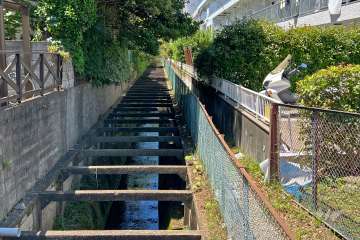 敷地南西側は用水路に面しています。