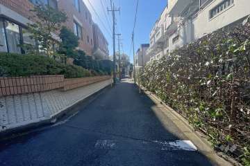 敷地南東側の前面道路（北東側から）