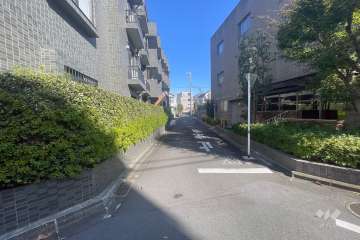 敷地南東側の前面道路（南西側から）