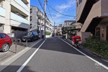 敷地南側の前面道路（西側から）