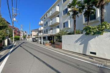 敷地南西側の前面道路（南東側から）