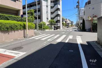 敷地の南西側前面道路(西側から)