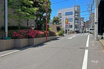 敷地の北東側前面道路は都道3号線です(東側から)。