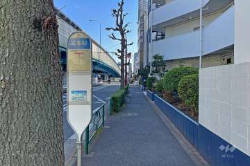 敷地北東側の前面道路（北西側から）