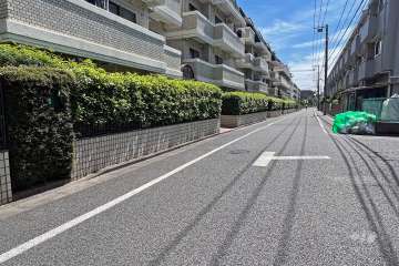敷地の南西側前面道路(西側から)