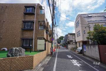 敷地西側の前面道路（北側から）